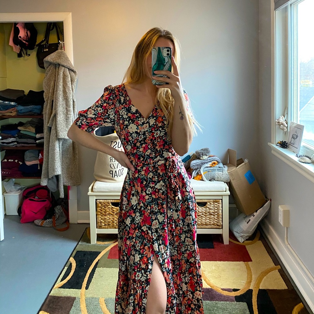 Dynamite Floral Wrap Dress